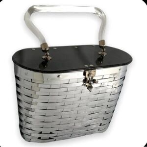 Elegant Silver and Black Woven Mini Bag